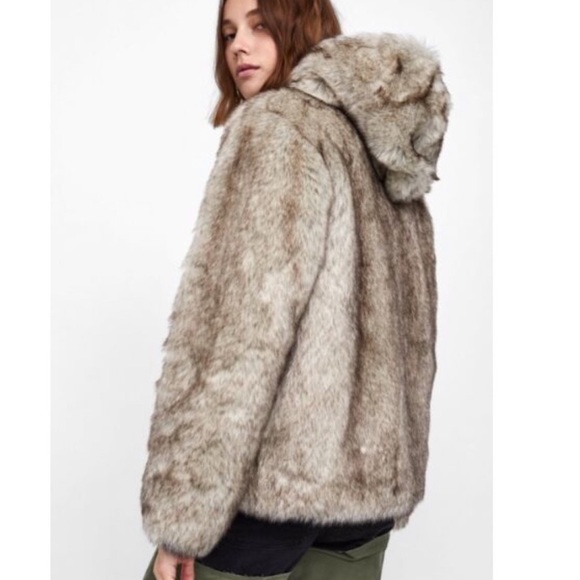 zara women's faux fur jacket